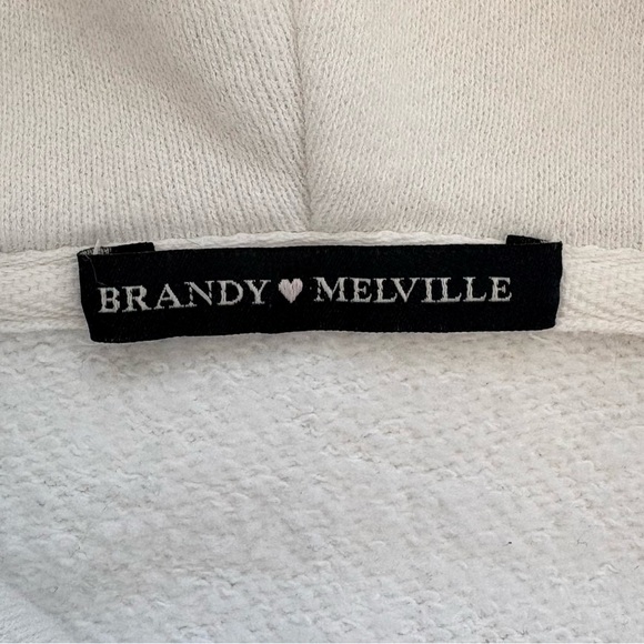 BRANDY MELVILLE Cropped Zip Up Hoodie White One Size Full Zip - Picture 4 of 9